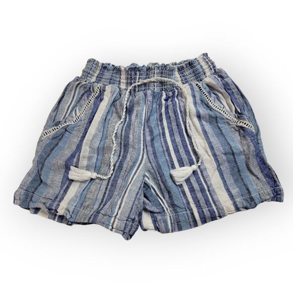 Briggs Striped Shorts Size Small Linen Blend Vacation Resort Cruise Boho Pockets - Picture 1 of 8